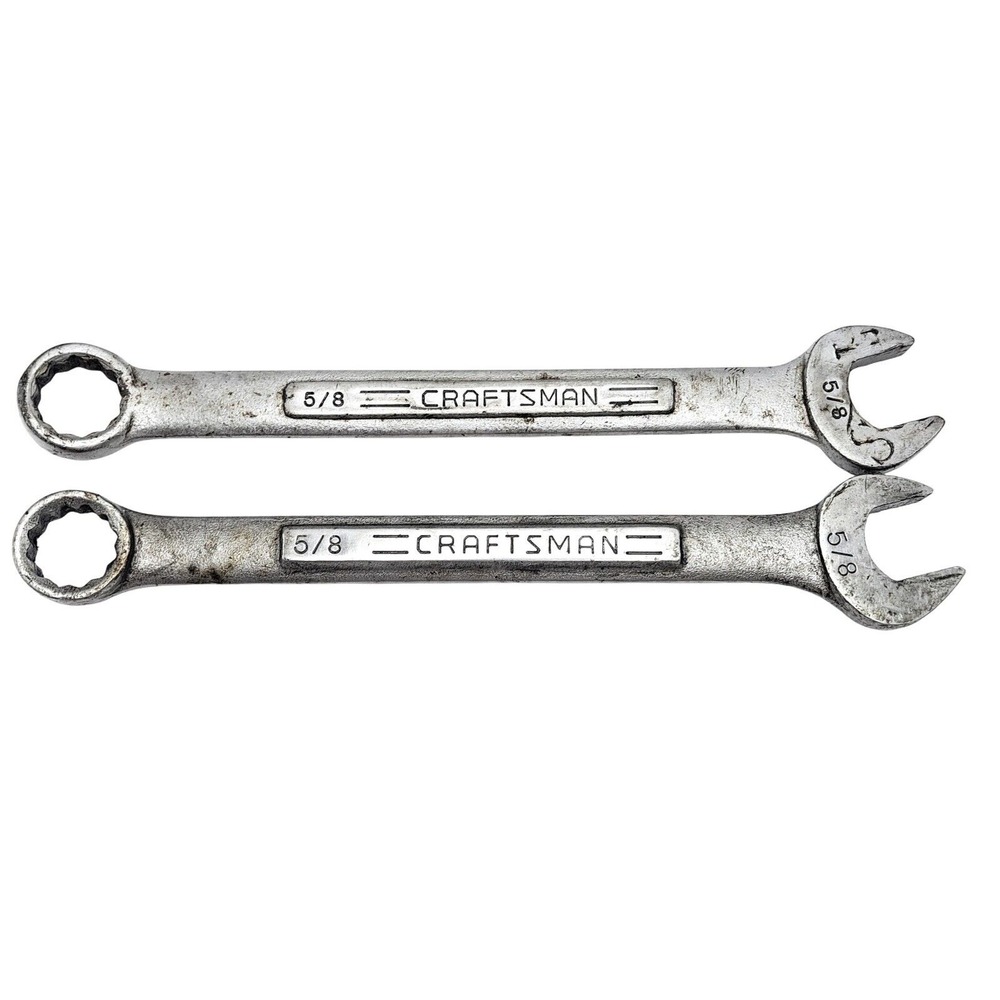 Craftsman Combination Wrench Set 2pc 5/8 Inch Silver Forged USA VA-44697 Vintage